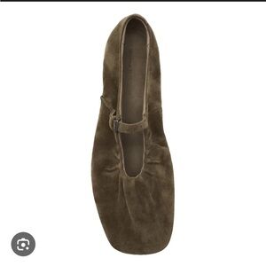 Massimo Dutti Brown Suede Ballerina Flats